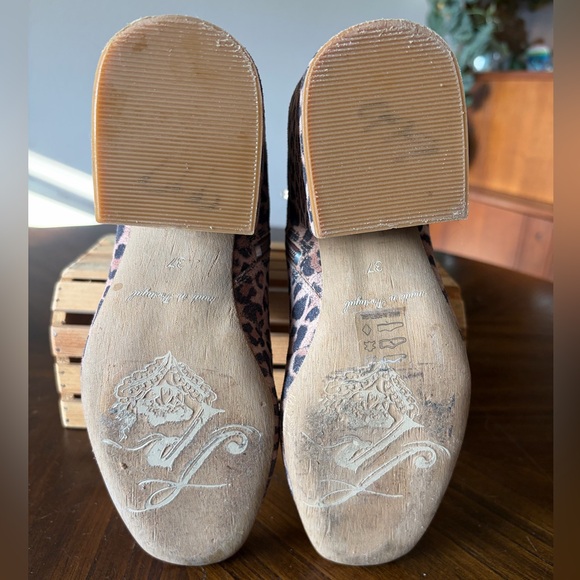 Free People Nicola Suede Block Heel Calf Boots Leopard Cheetah Print Women 37 7 - Picture 5 of 12